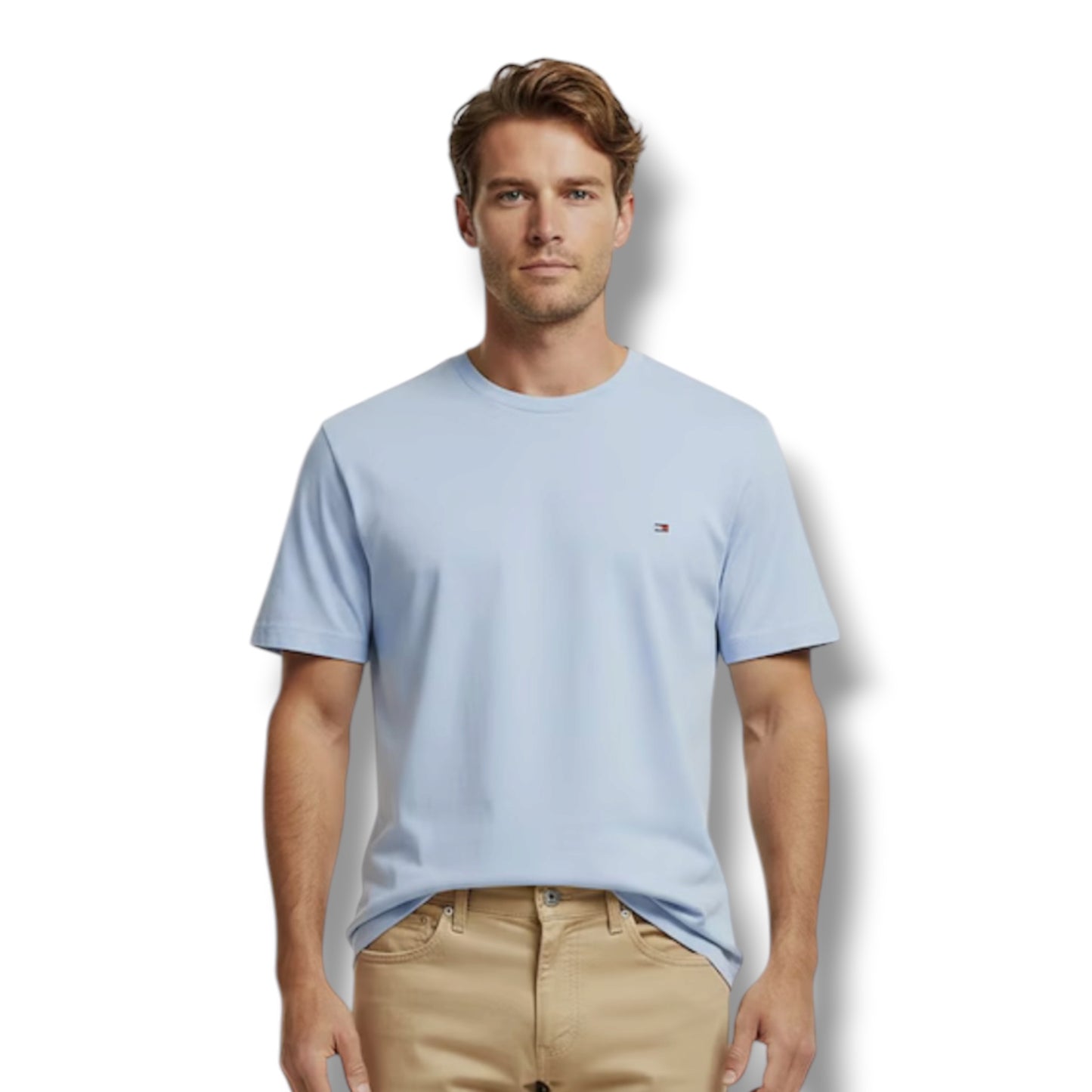 TOMMY HILFIGER SMALL LOGO T-SHIRT & SWIM SHORTS SET BREEZY BLUE & BLACK