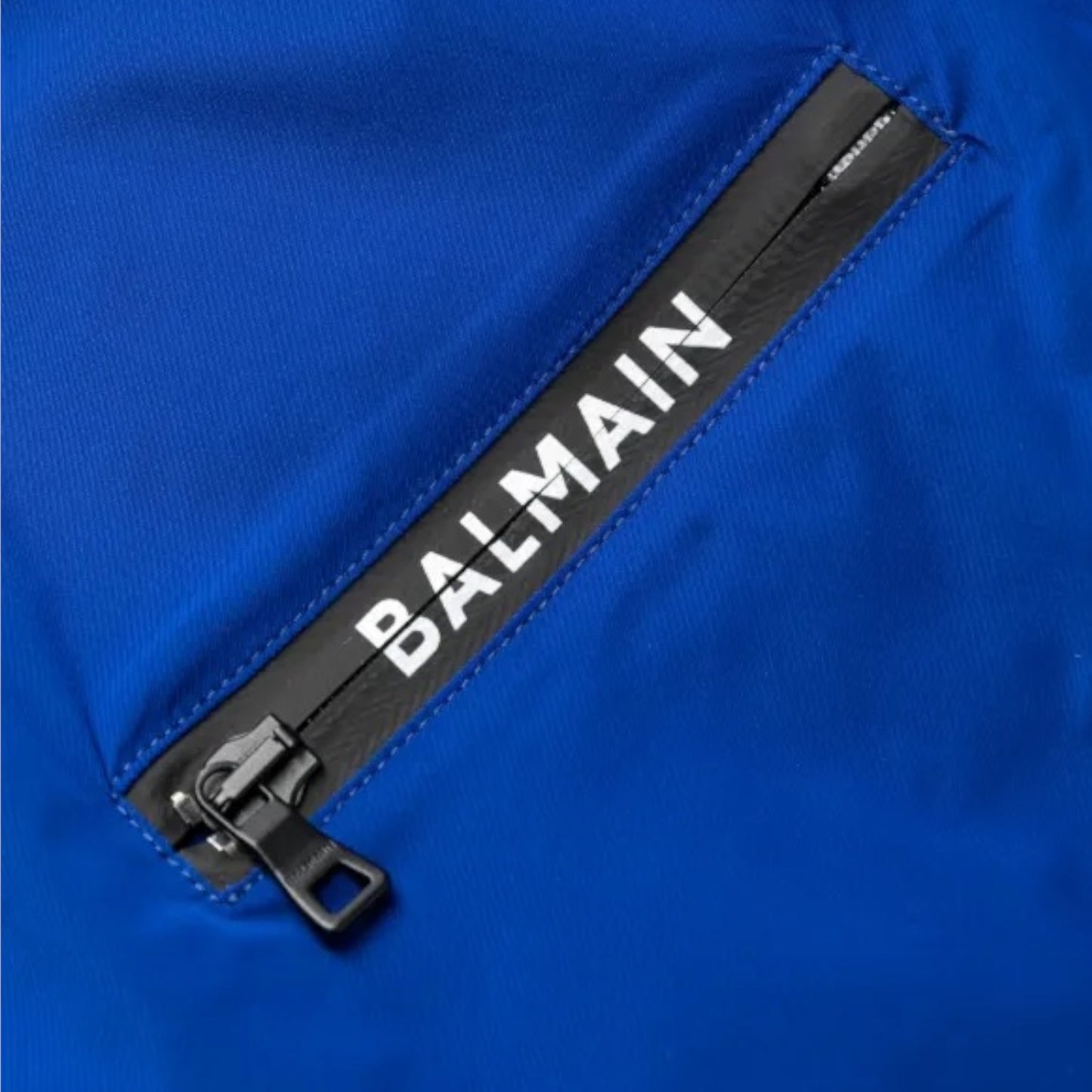 BALMAIN ZIP POCKET SWIM SHORTS BLUE