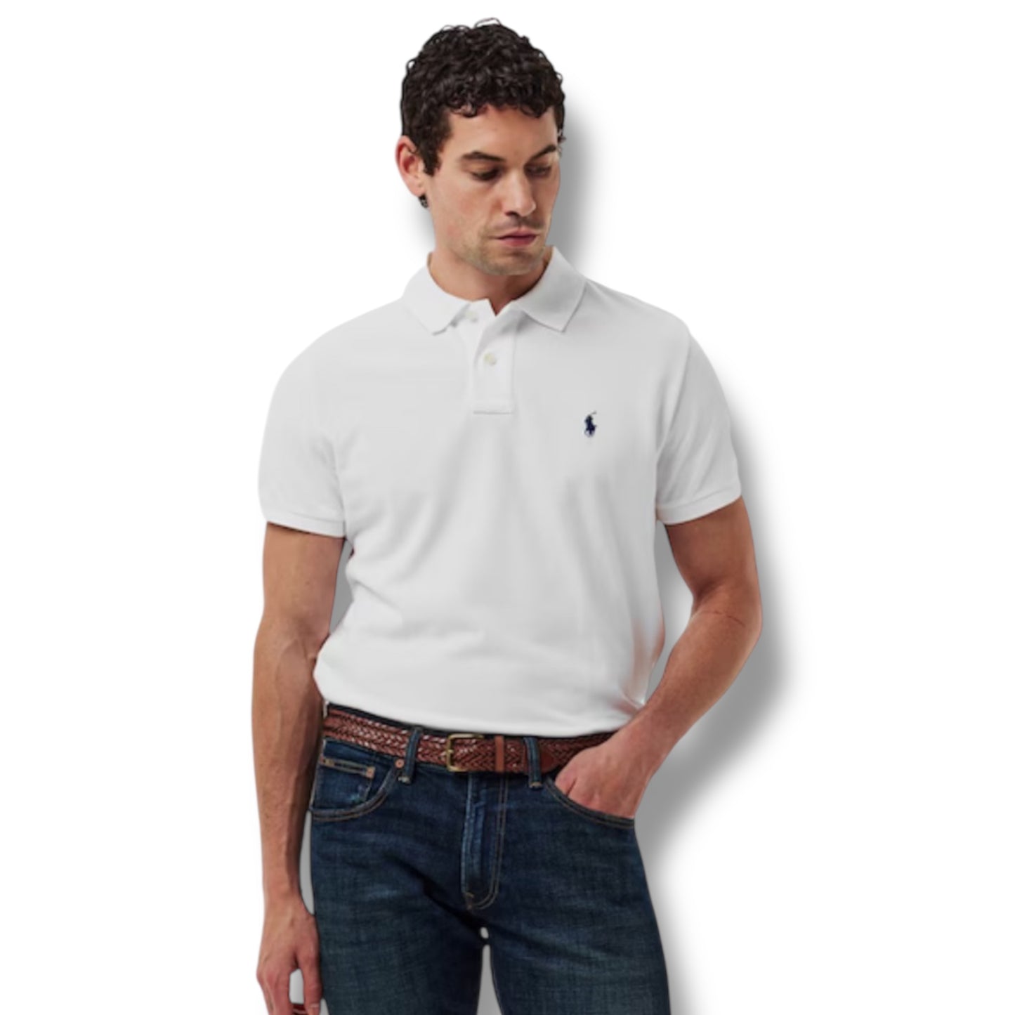 RALPH LAUREN CUSTOM FIT POLO SHIRT WHITE