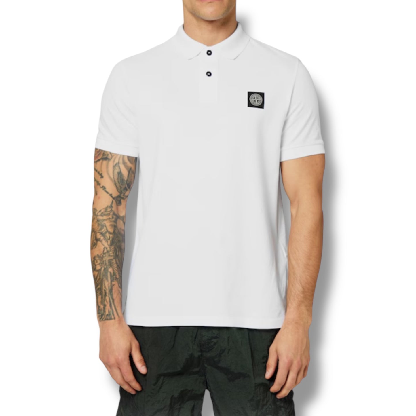 STONE ISLAND PATCH LOGO POLO SHIRT WHITE