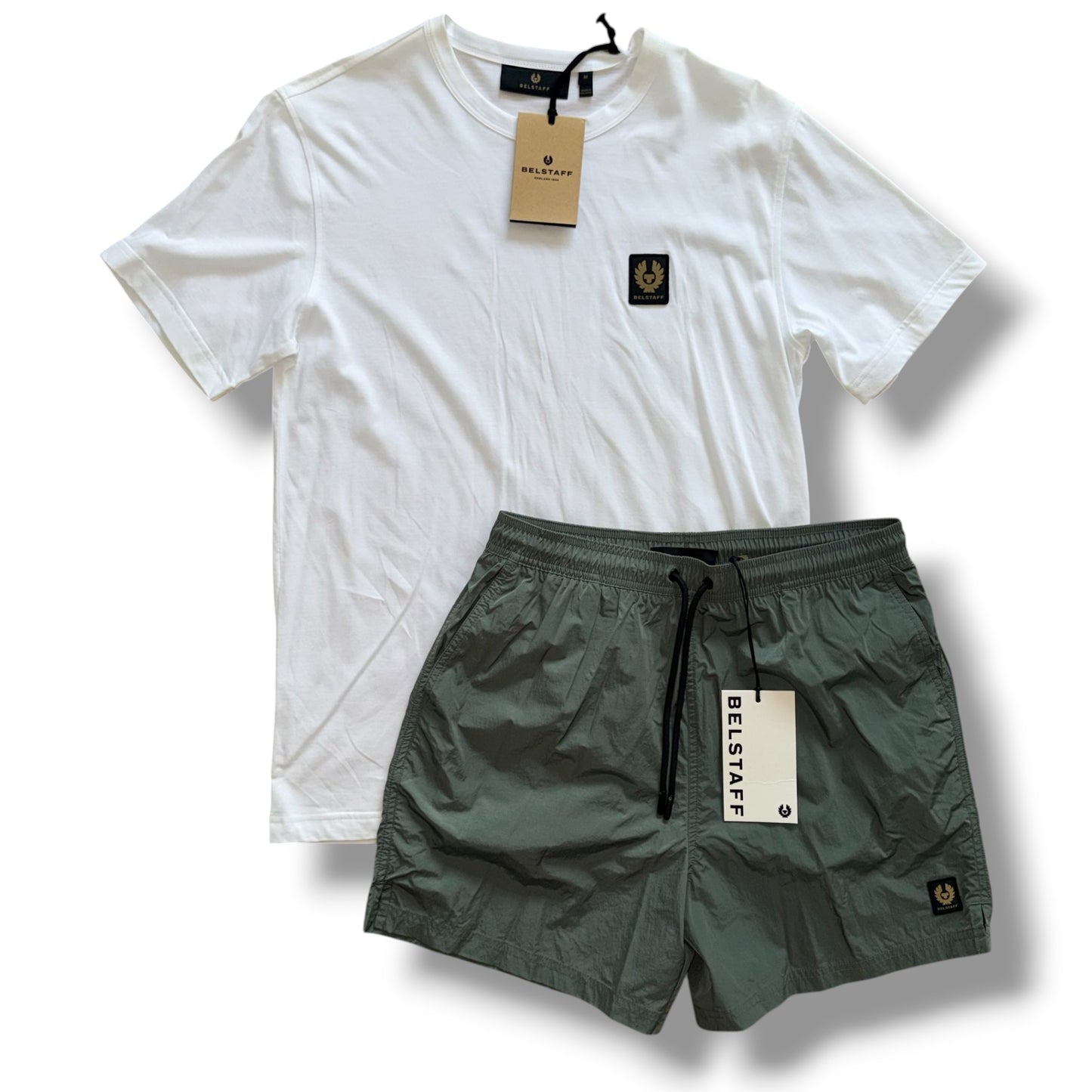 BELSTAFF T-SHIRT & SWIM SHORTS SET WHITE *SALE*