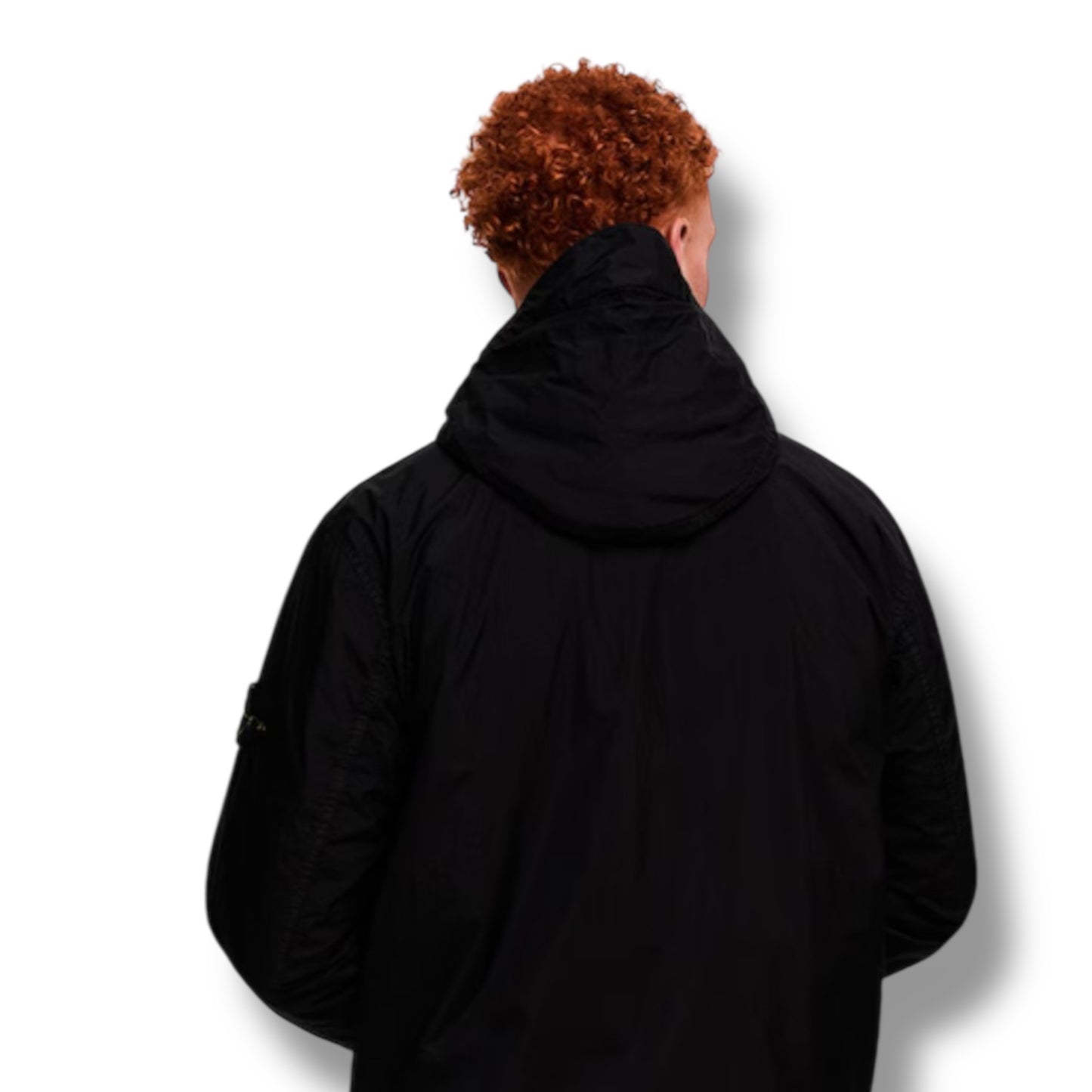 STONE ISLAND CRINKLE REPS HOODED BOMBER JACKET BLACK