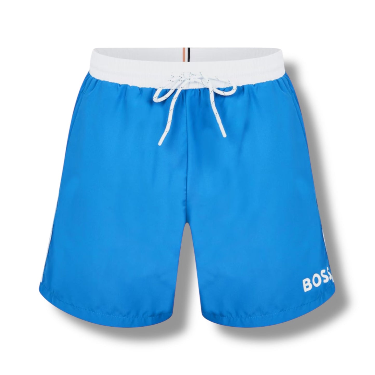 HUGO BOSS BIG LOGO T-SHIRT & SWIM SHORTS COMBO WHITE & ROYAL BLUE