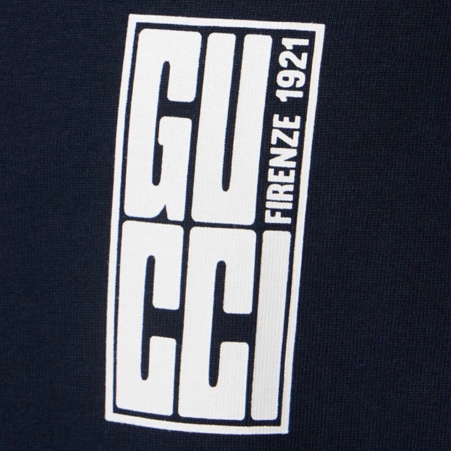 GUCCI TREBLE BACK LOGO T-SHIRT NAVY BLUE