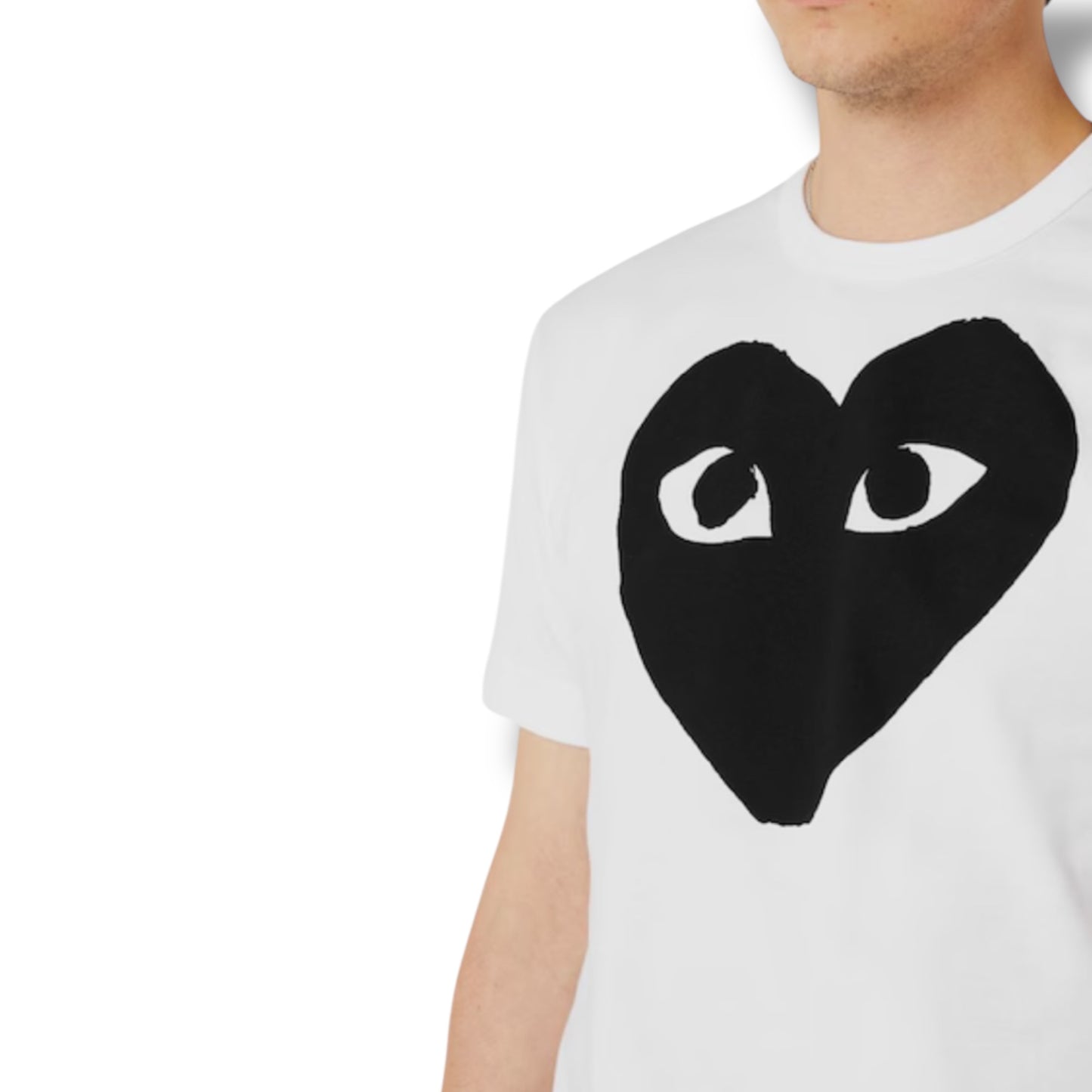 COMME DES GARÇONS PLAY LARGE HEART T-SHIRT WHITE - BLACK