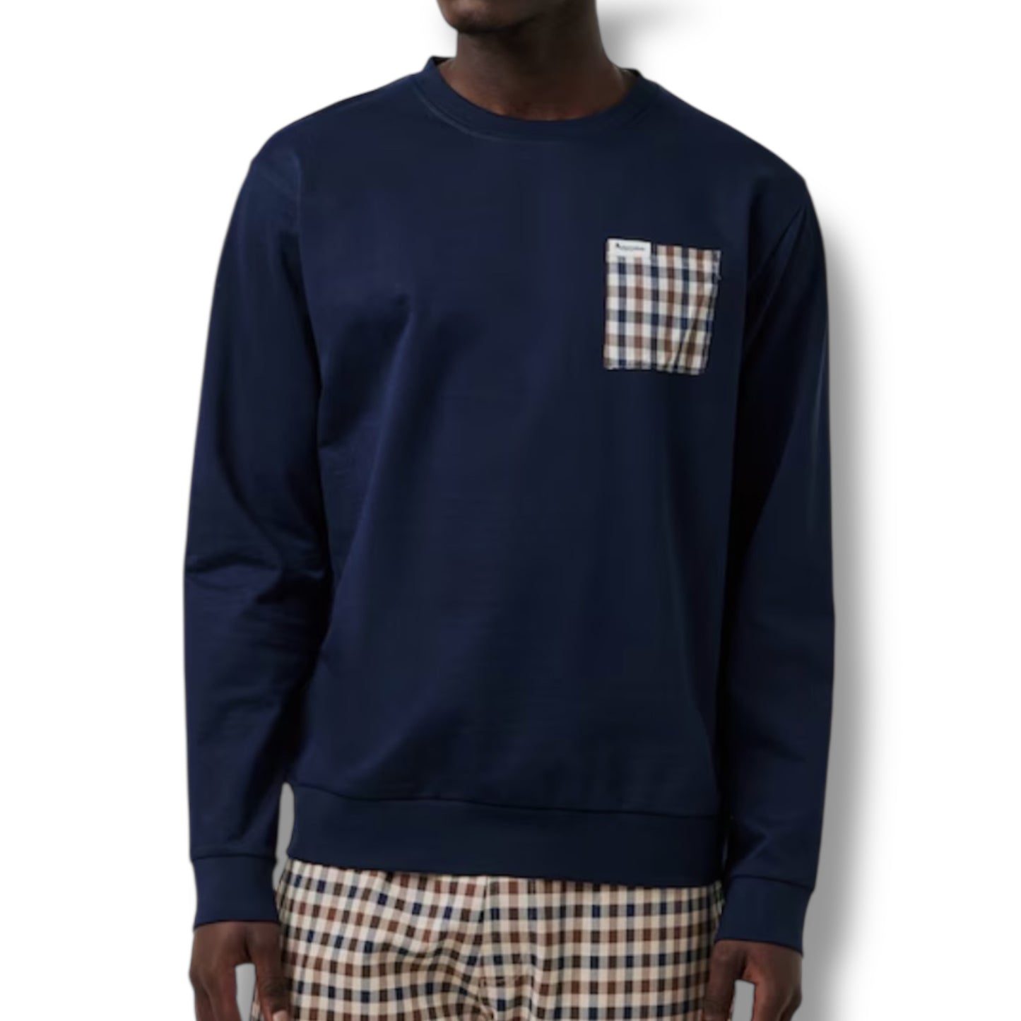 AQUASCUTUM POCKET PATCH SWEATSHIRT NAVY BLUE