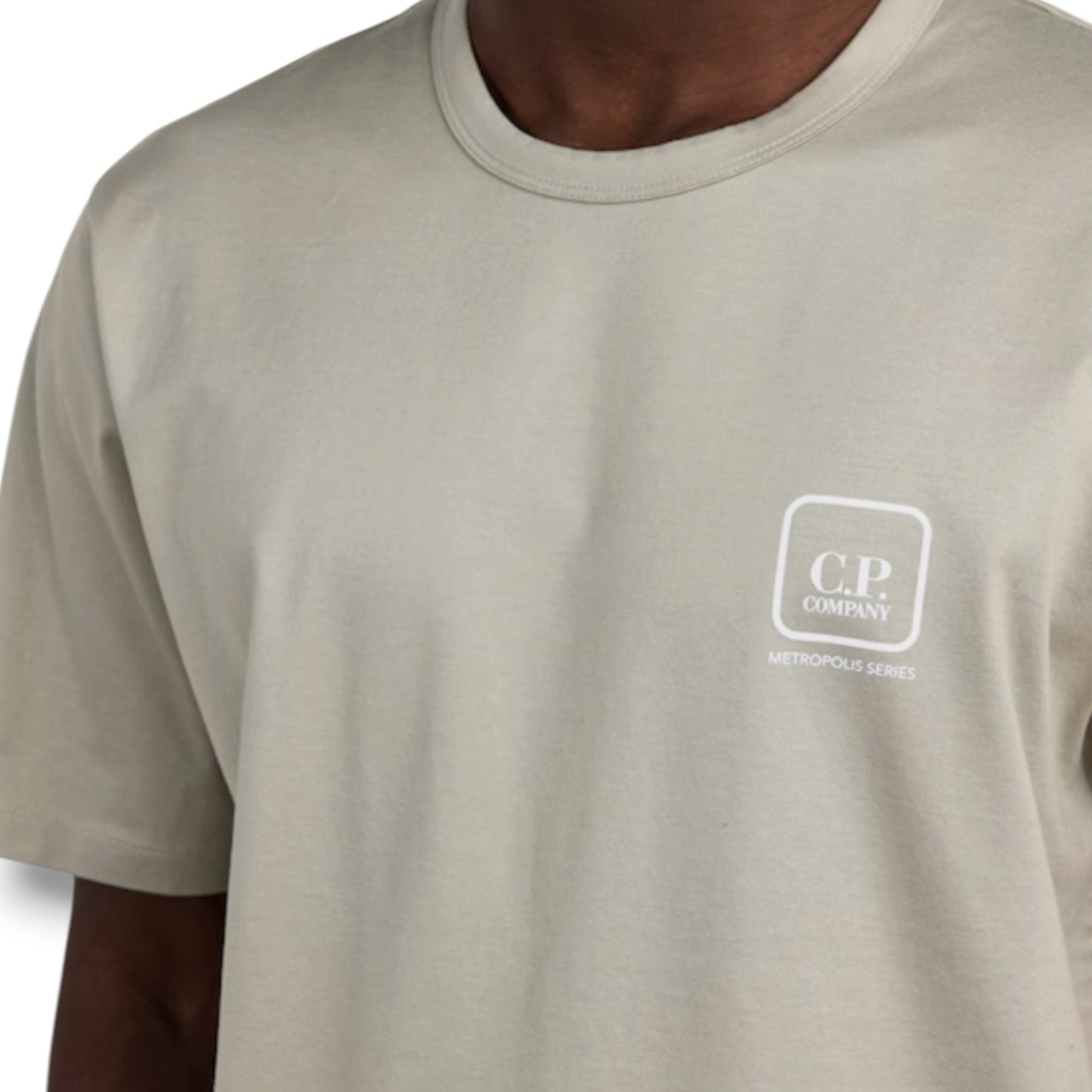 CP COMPANY METROPOLIS BACK STENCIL LOGO T-SHIRT GREY