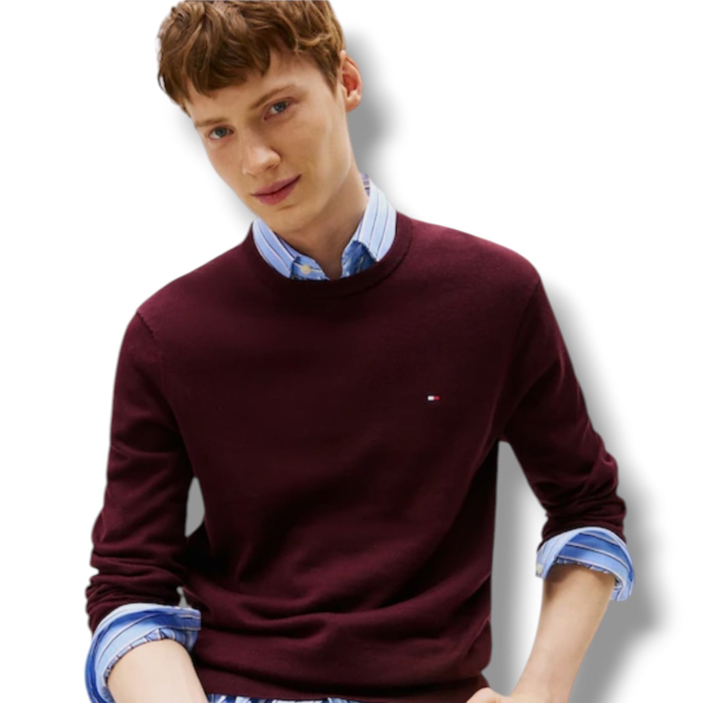 TOMMY HILFIGER THIN KNIT SWEATER BURGUNDY