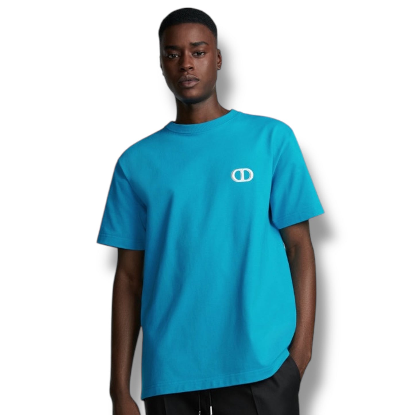 DIOR CD ICON LOGO T-SHIRT TEAL BLUE
