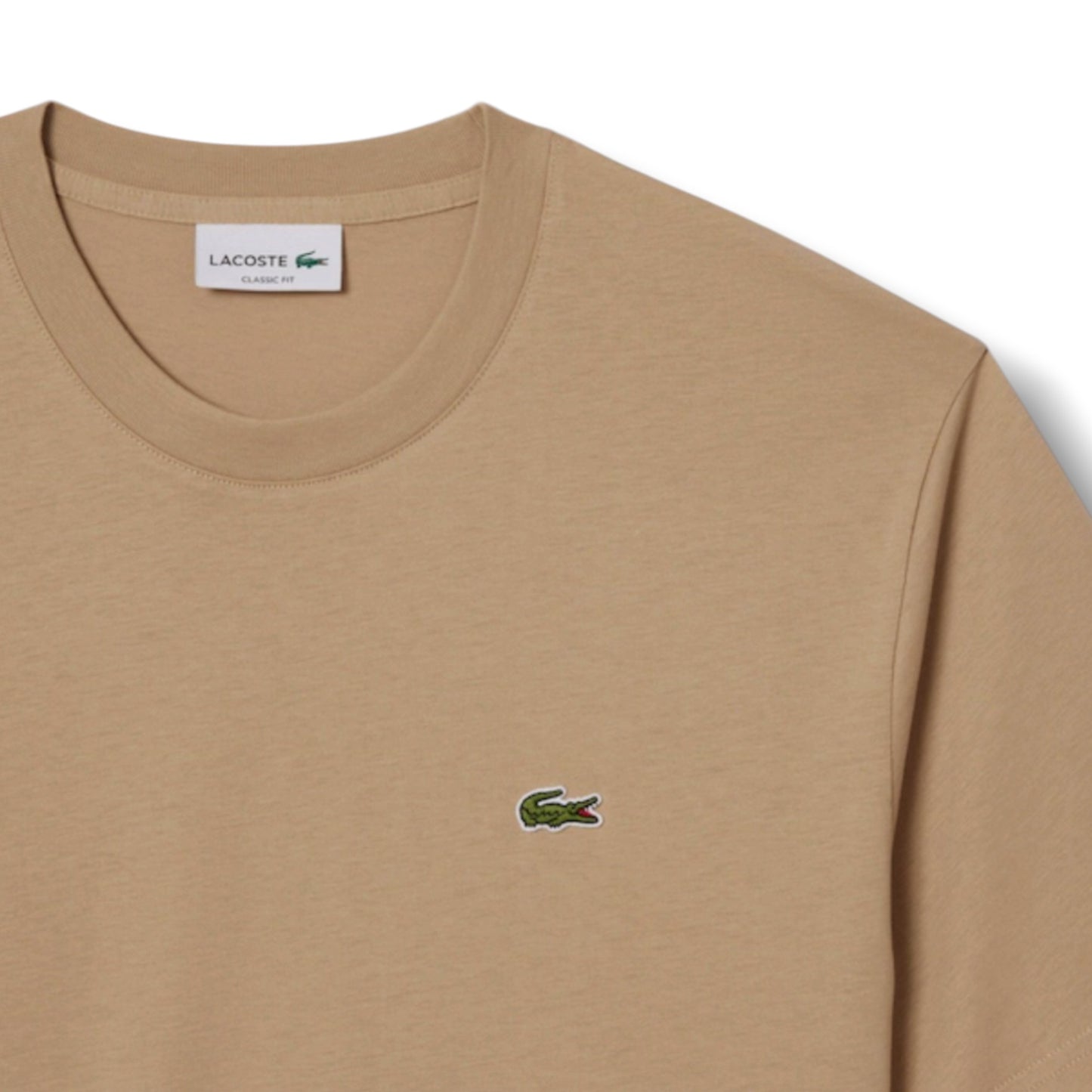 LACOSTE SMALL LOGO T-SHIRT & JERSEY SHORTS SET BEIGE & GREEN