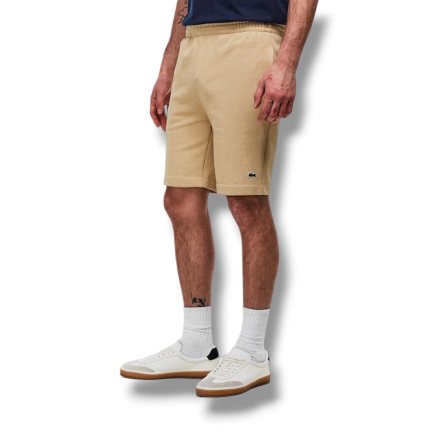 LACOSTE SMALL LOGO T-SHIRT & JERSEY SHORTS SET GREEN & BEIGE