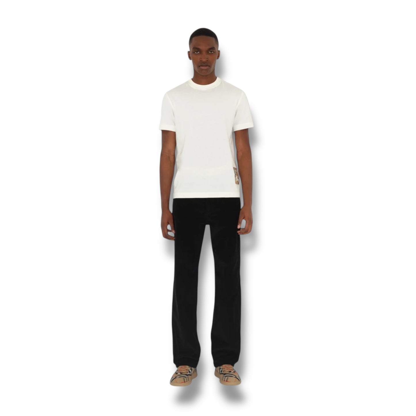BURBERRY CHECK PATCH T-SHIRT WHITE