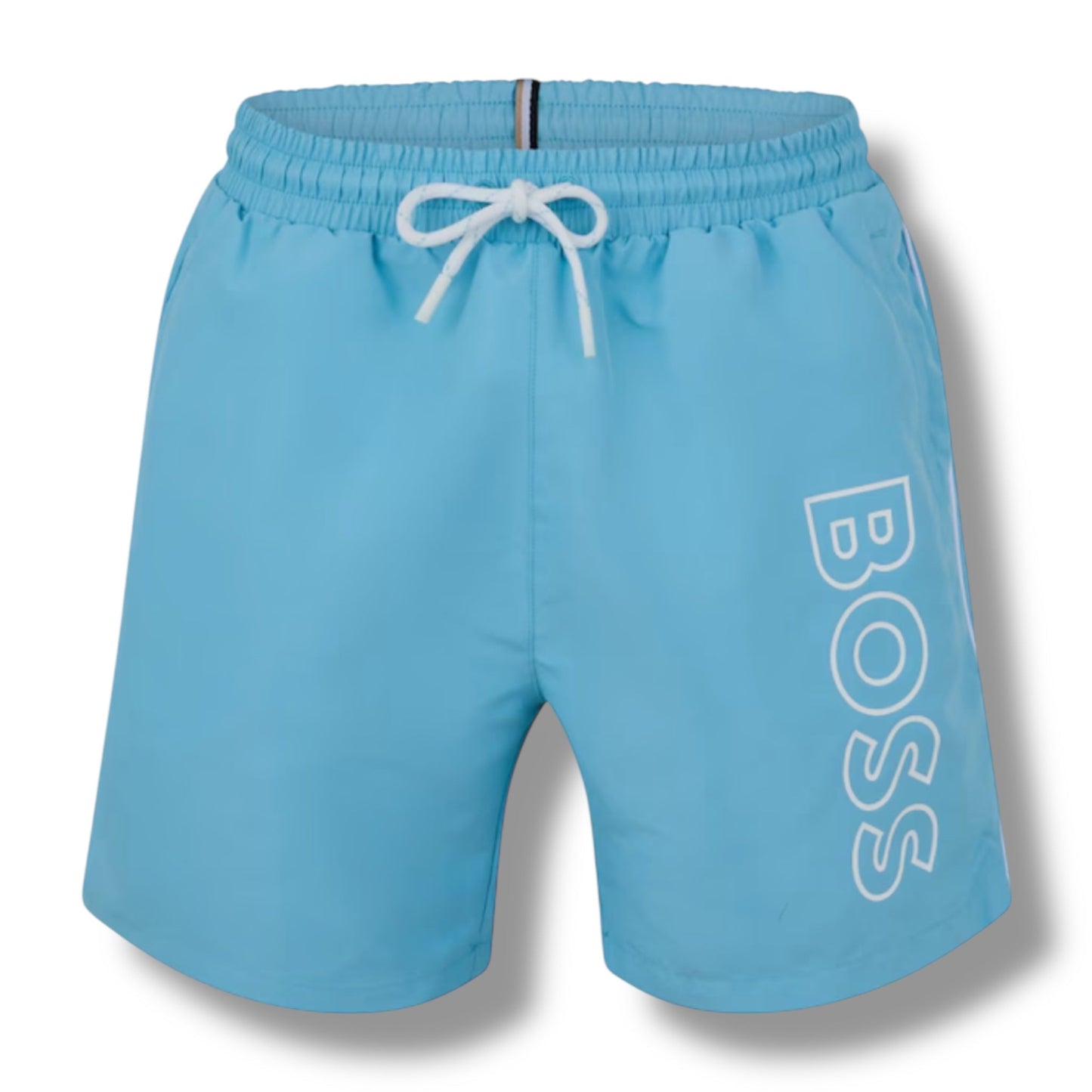 HUGO BOSS SMALL LOGO T-SHIRT & VERTI SWIM SHORTS SET WHITE & AQUA BLUE