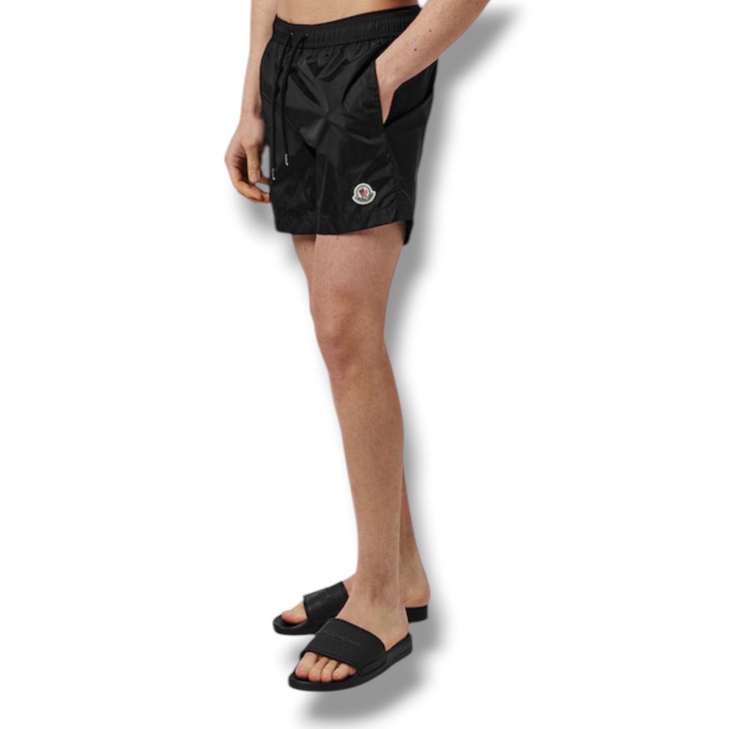 MONCLER LOGO SWIM SHORTS BLACK