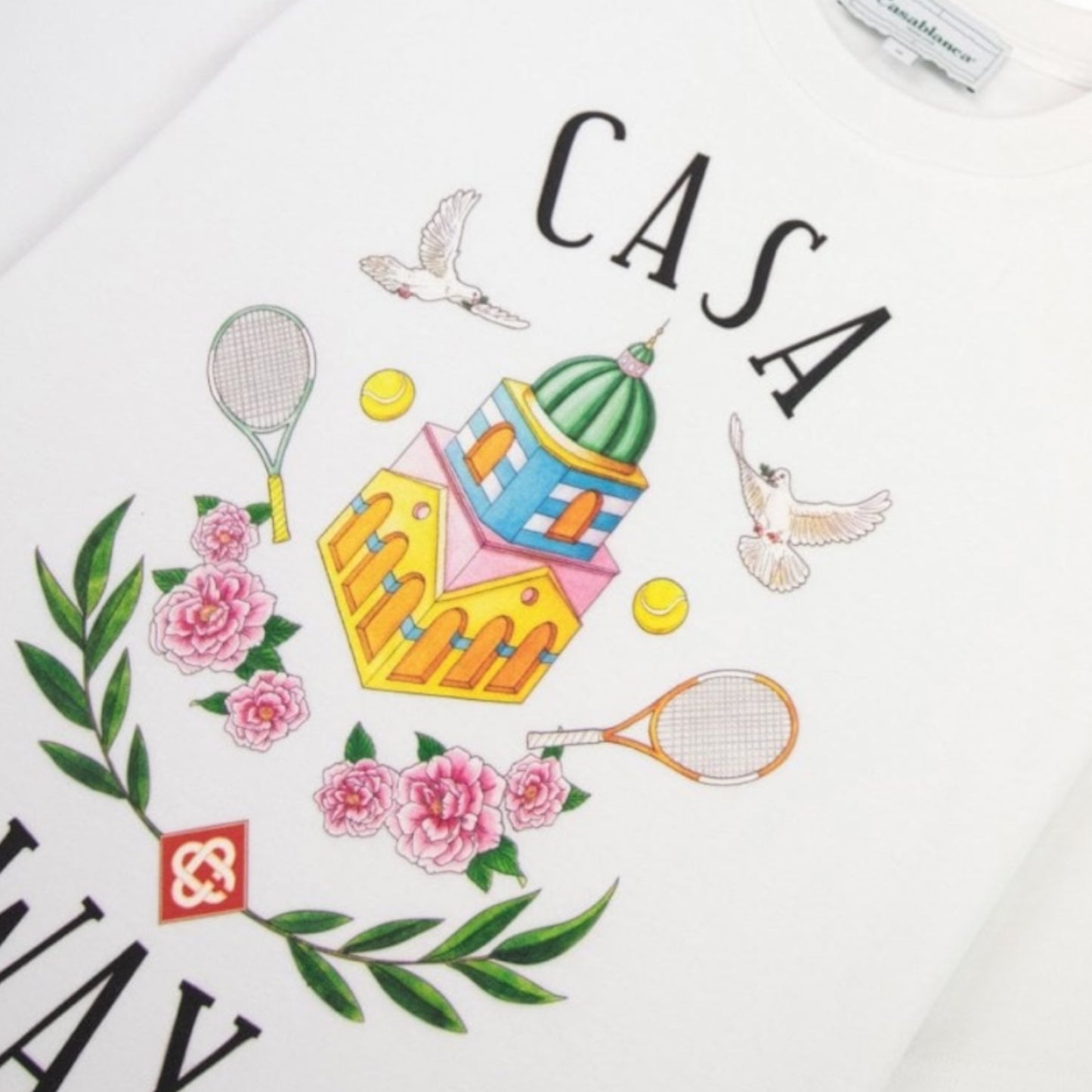 CASABLANCA CASA WAY DOVES T-SHIRT WHITE