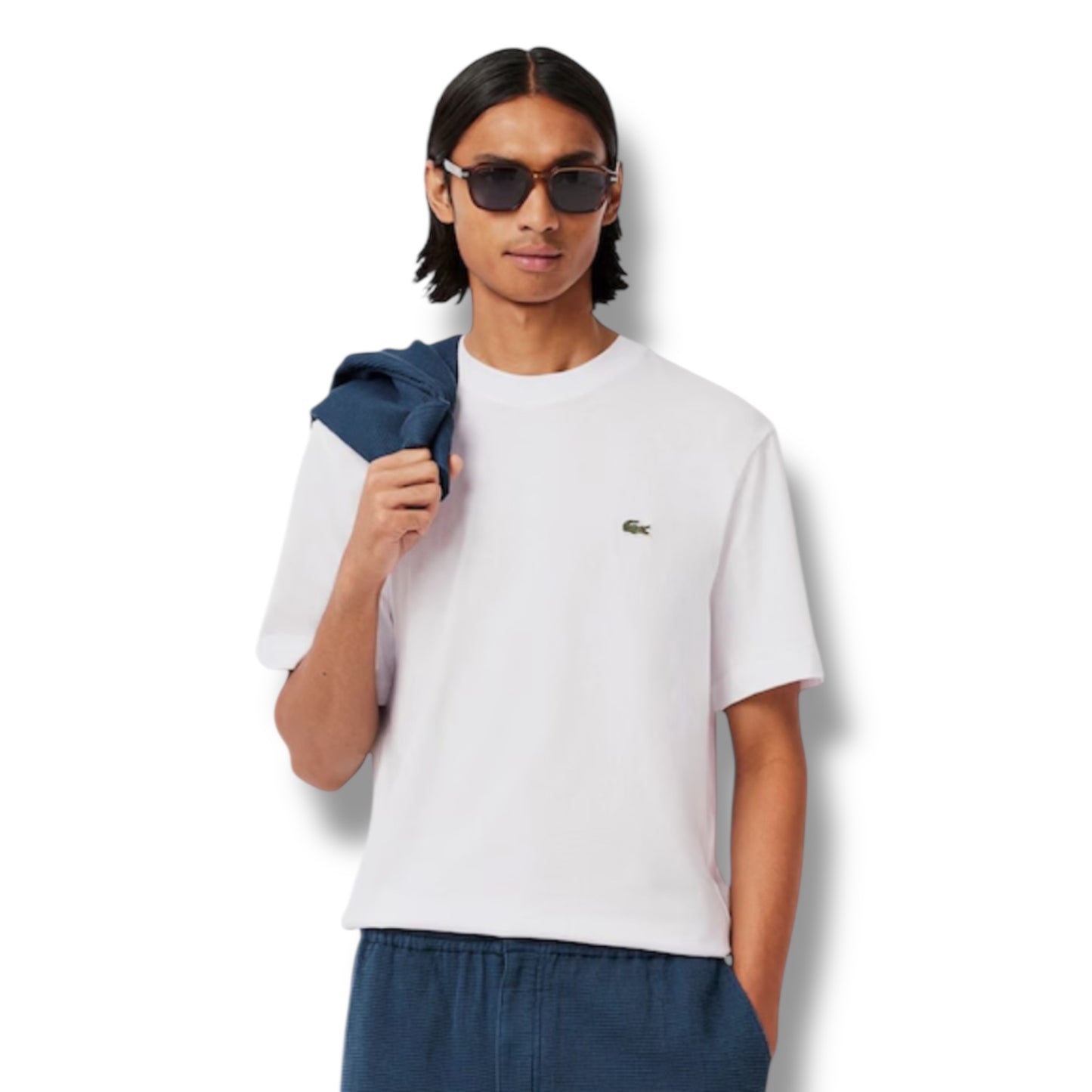 LACOSTE SMALL LOGO T-SHIRT & SWIM SHORTS SET WHITE & ORANGE