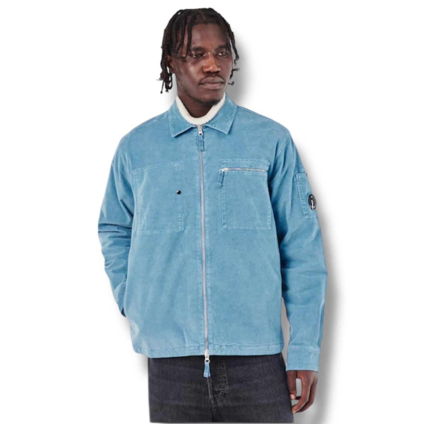 CP COMPANY LENS CORDUROY OVERSHIRT AEGEAN BLUE