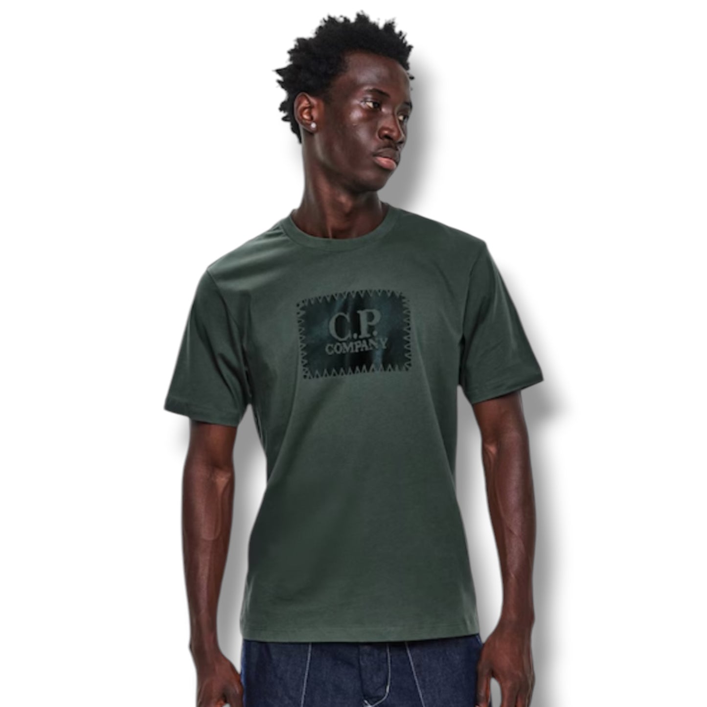 CP COMPANY STAMP LOGO T-SHIRT LAUREL GREEN