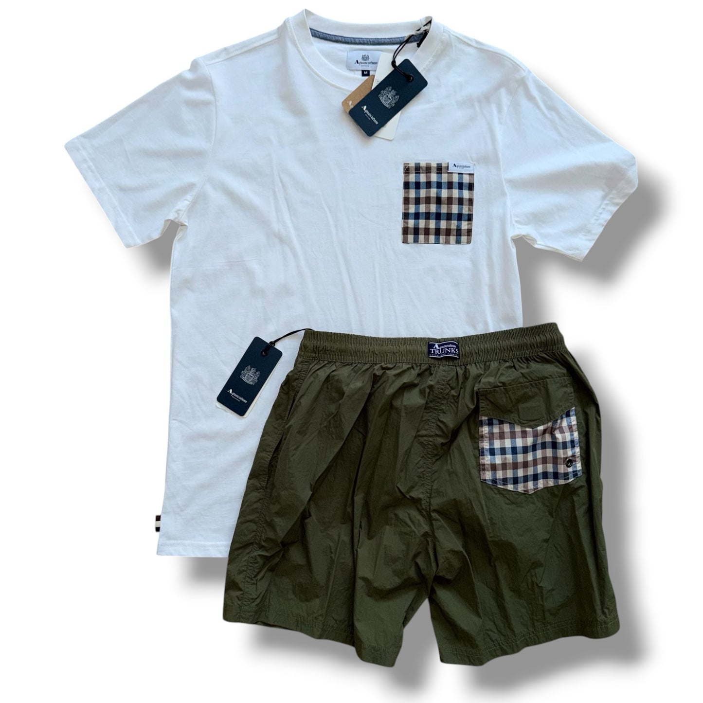 AQUASCUTUM T-SHIRT & SWIM SHORTS SET WHITE *SALE*