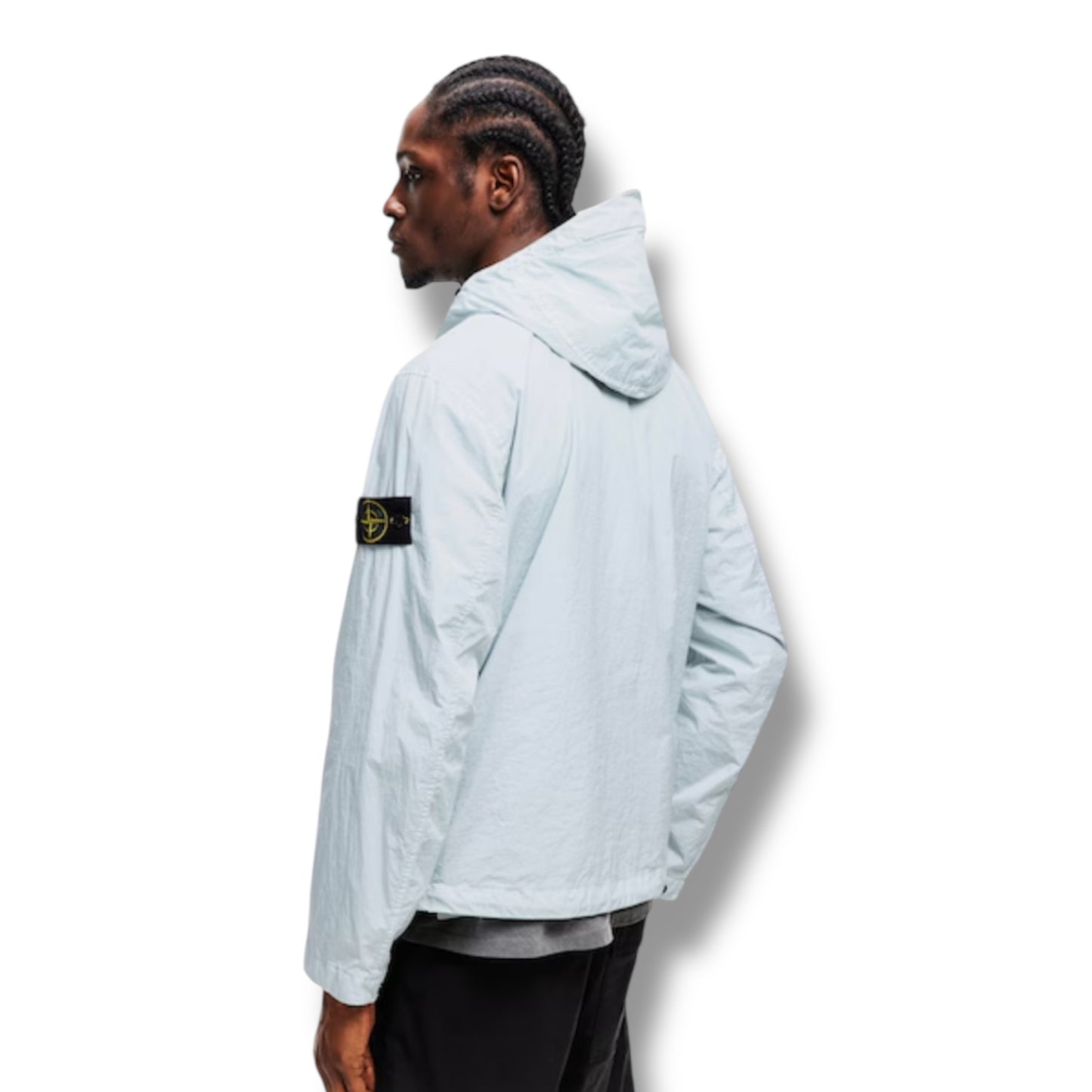 STONE ISLAND CRINKLE REPS HOODED BOMBER JACKET SKY BLUE