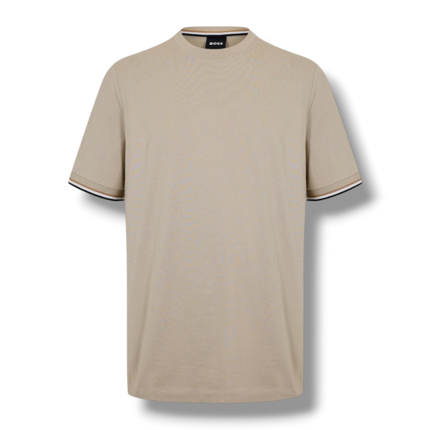HUGO BOSS SLEEVE TRI TRIM T-SHIRT & SIDE TRIM SWIM SHORTS SET BEIGE & BLACK