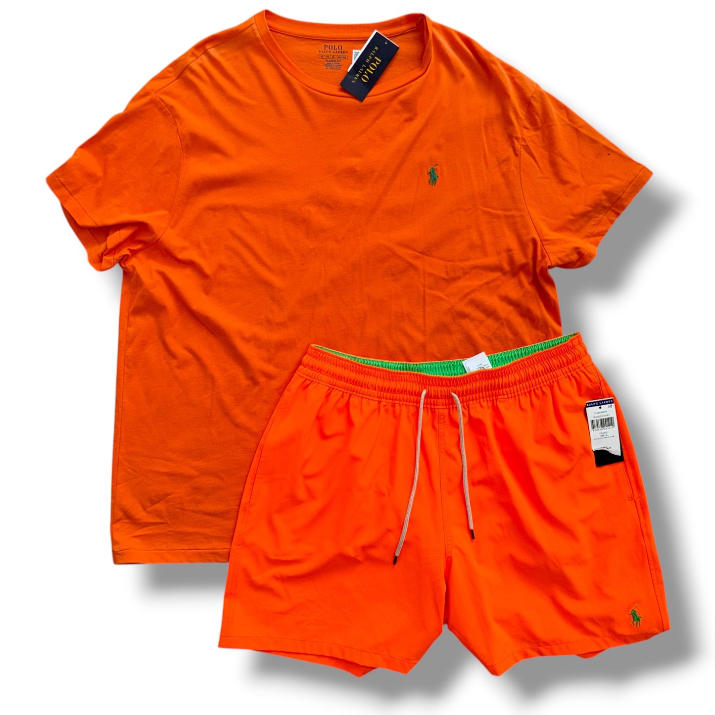 RALPH LAUREN T-SHIRT & SWIM SHORTS SET ORANGE *SALE*