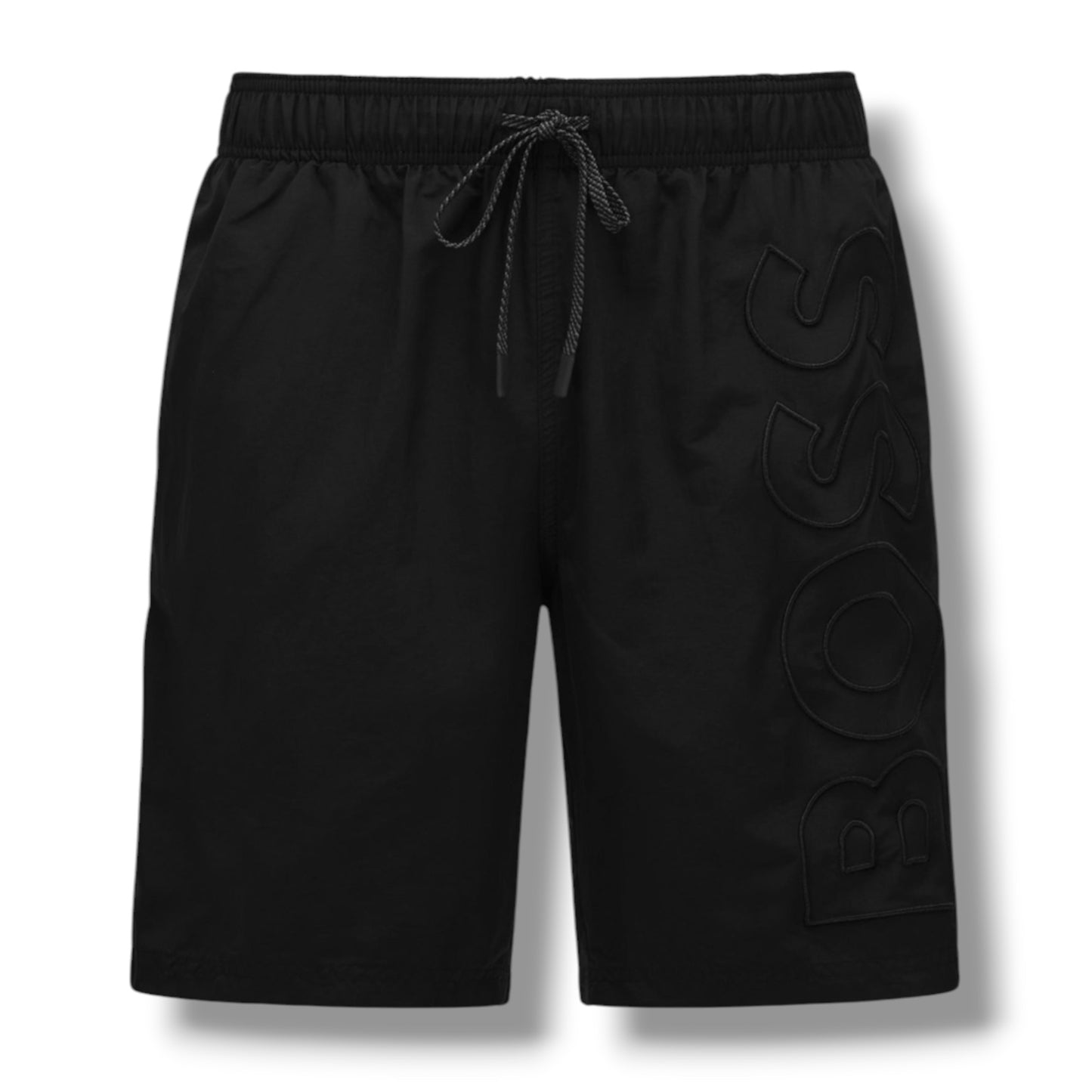 HUGO BOSS PATCH T-SHIRT & VERTI LOGO SWIM SHORTS SET LIGHT GREEN & BLACK