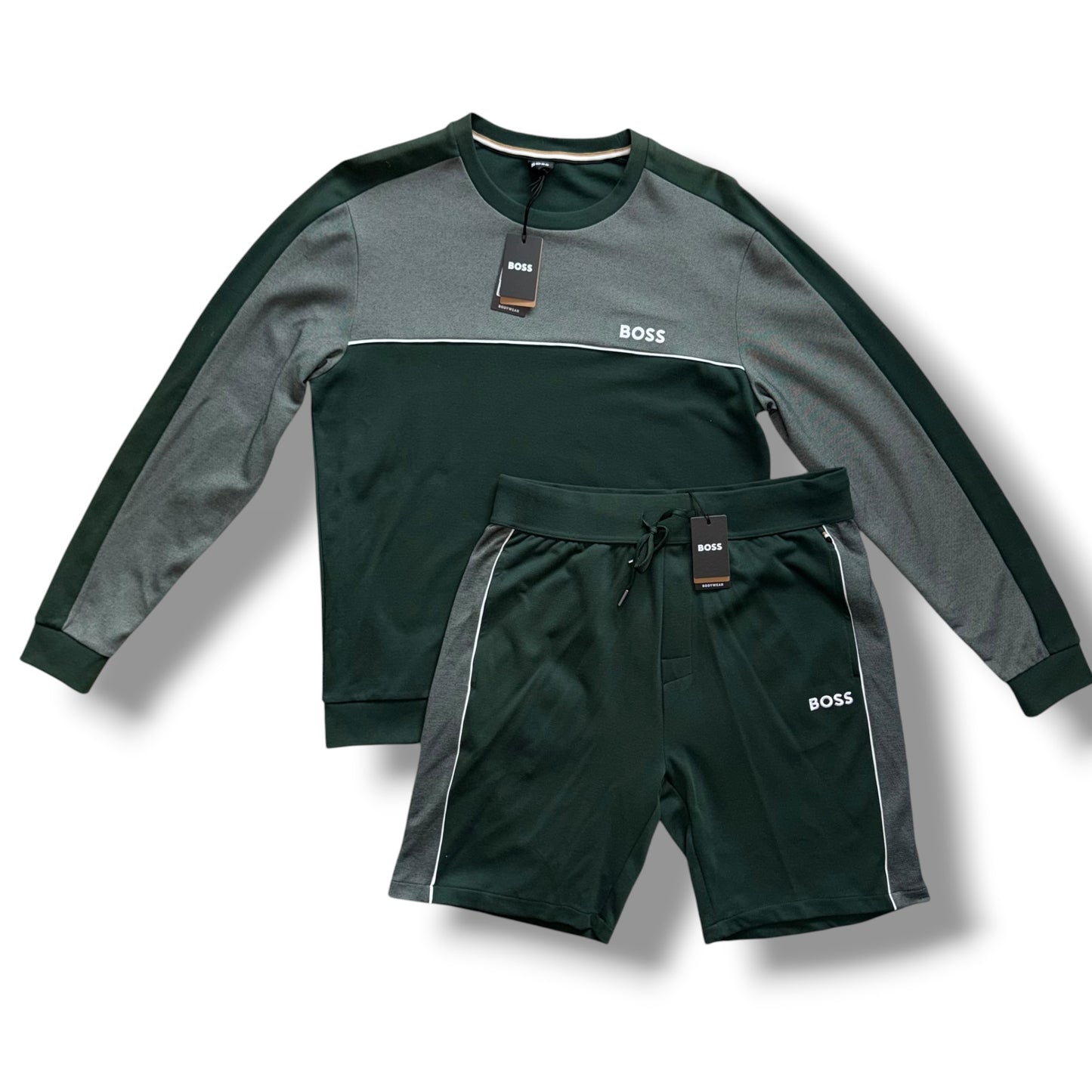 HUGO BOSS SWEATSHIRT JERSEY & SHORTS SET GREEN *SALE*