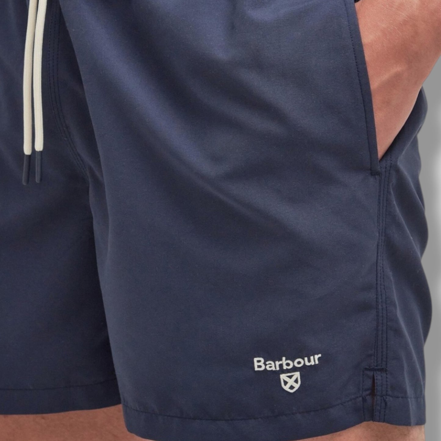 BARBOUR CHECK TEXT LOGO T-SHIRT & SWIM SHORTS LIGHT BLUE & NAVY BLUE
