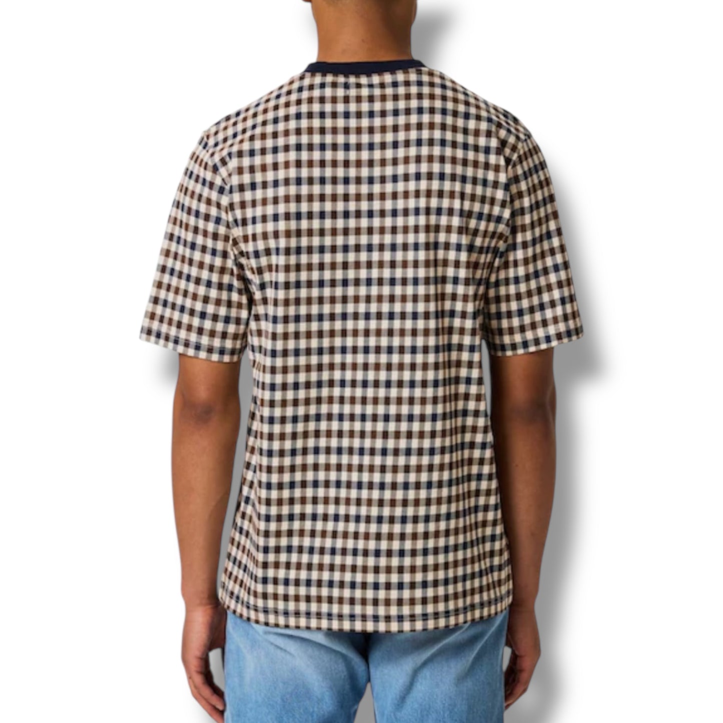 AQUASCUTUM CHECK ALL OVER T-SHIRT BEIGE