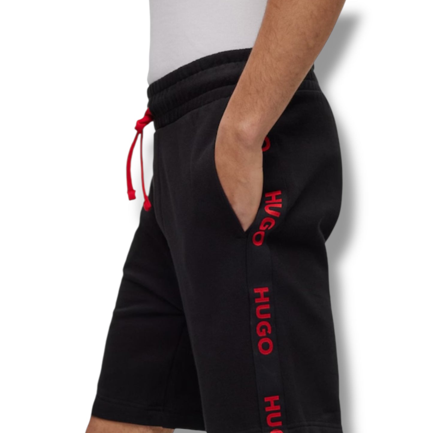 HUGO TAPE JERSEY T-SHIRT & SHORTS SET BLACK - RED
