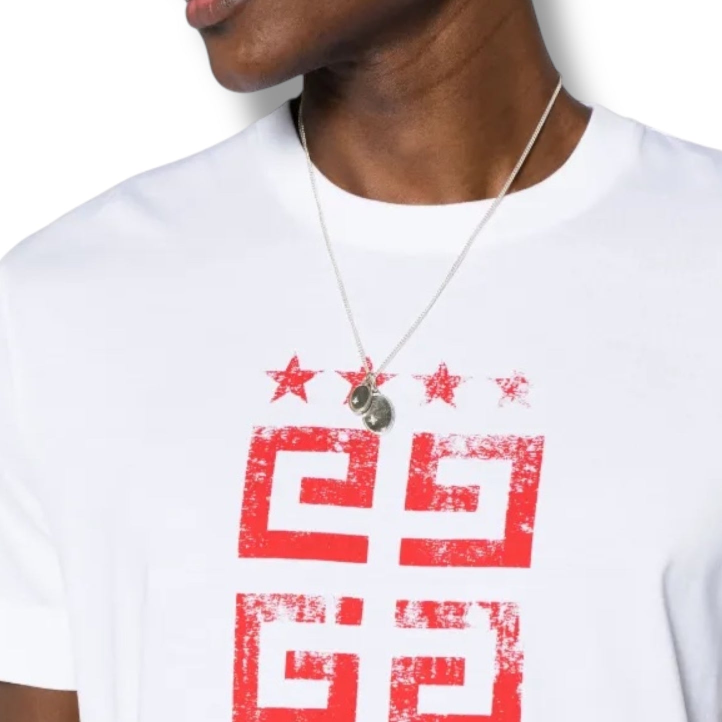 GIVENCHY 4G STARS LOGO T-SHIRT WHITE - RED