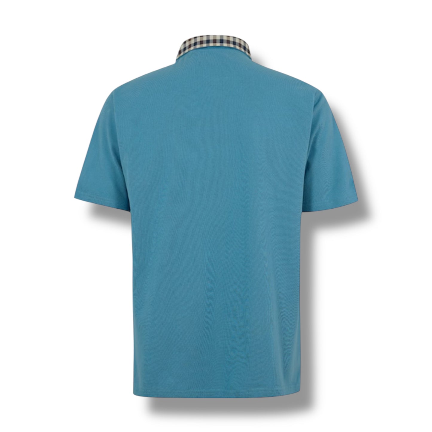 AQUASCUTUM CHECK COLLAR POLO SHIRT AVIO BLUE