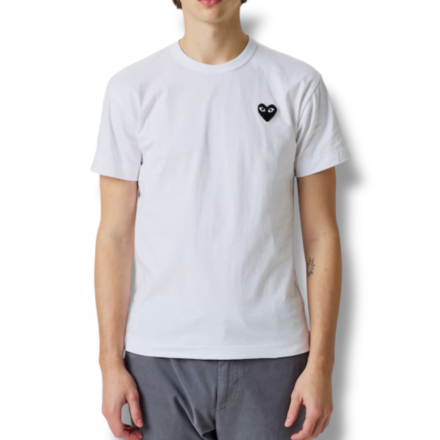COMME DES GARÇONS SMALL HEART LOGO T-SHIRT WHITE - BLACK
