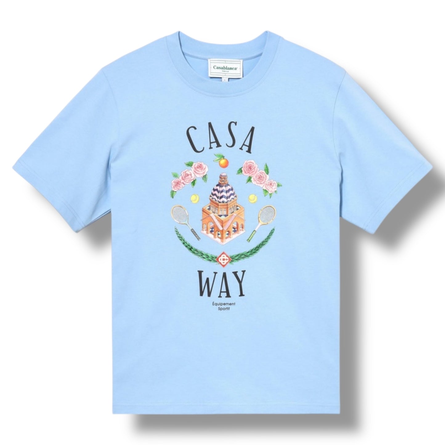 CASABLANCA CASA WAY DOVES T-SHIRT BABY BLUE