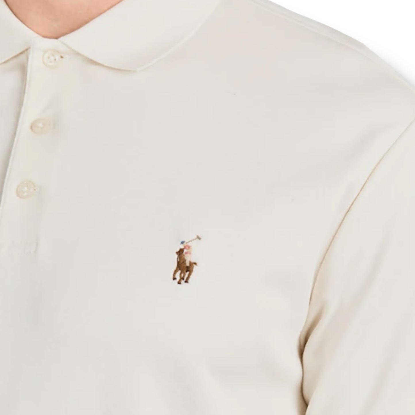 RALPH LAUREN SLIM FIT POLO SHIRT LIGHT CREAM