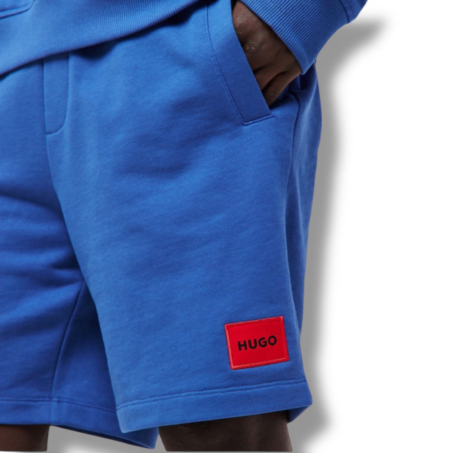 HUGO BOSS HUGO RED PATCH T-SHIRT & JERSEY SHORTS SET WHITE & ROYAL BLUE