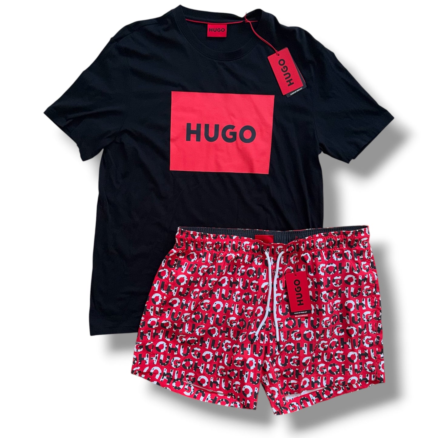 HUGO BOSS T-SHIRT & SWIM SHORTS SET BLACK *SALE*