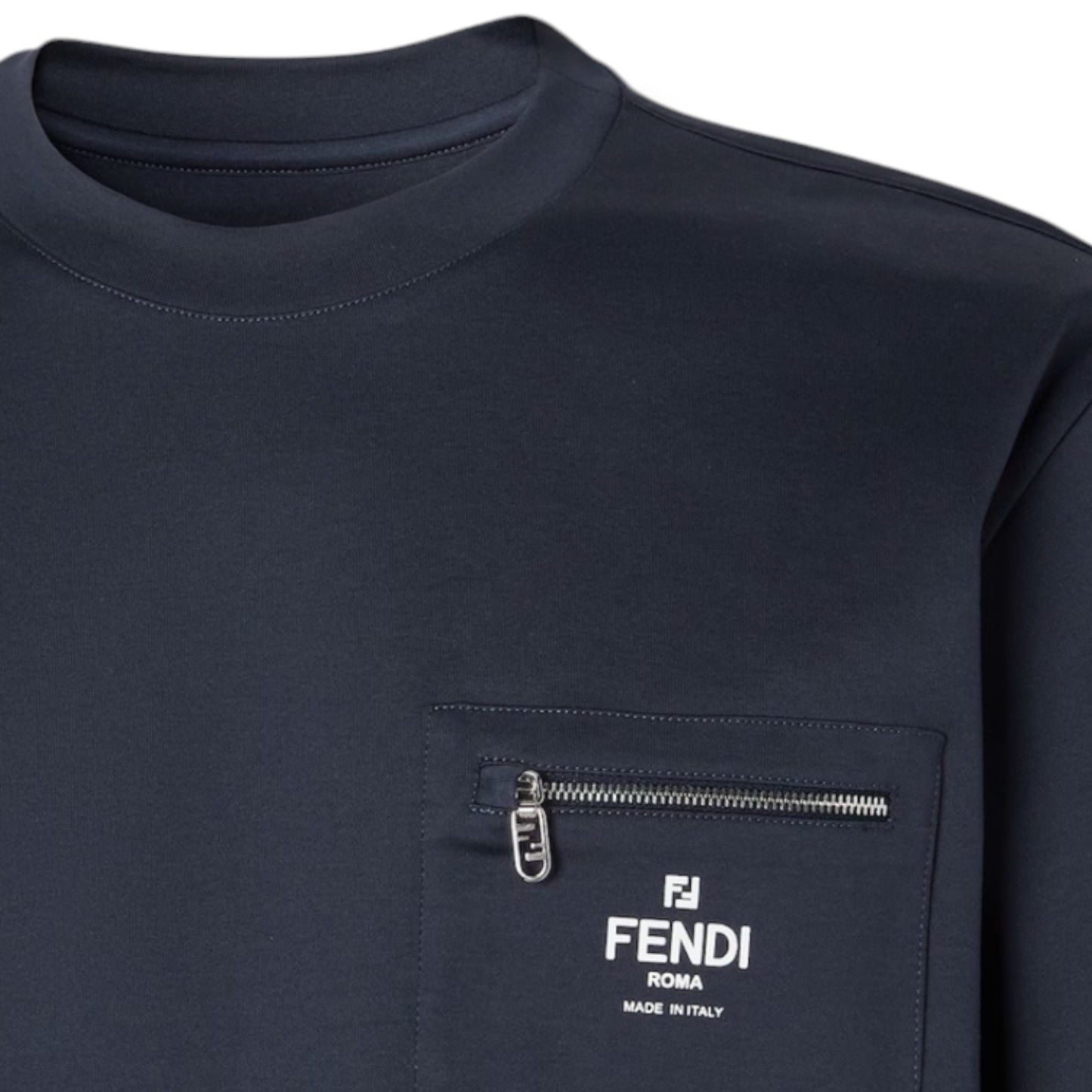 FENDI ZIP POCKET T-SHIRT NAVY BLUE