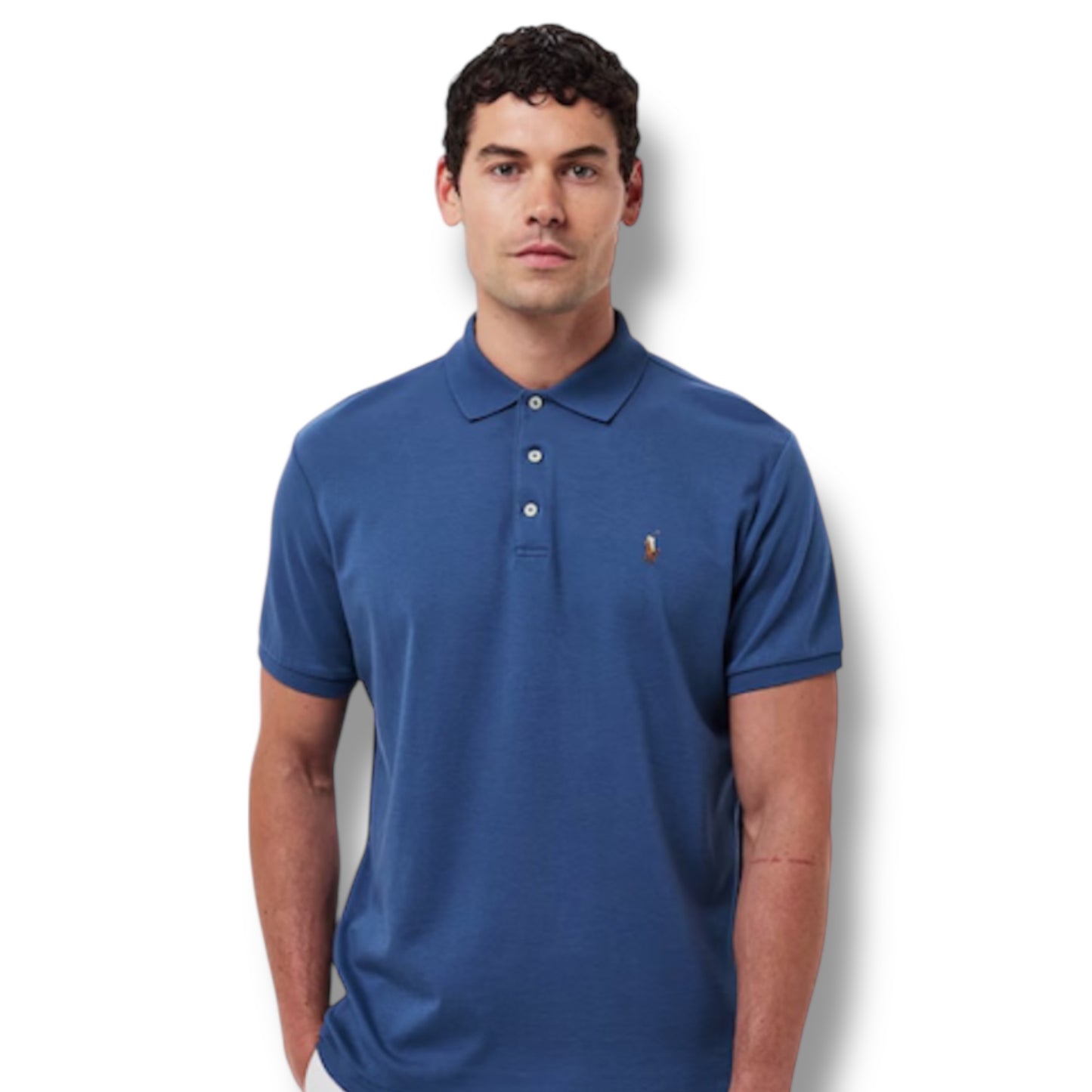 RALPH LAUREN SLIM FIT POLO SHIRT EARTH BLUE