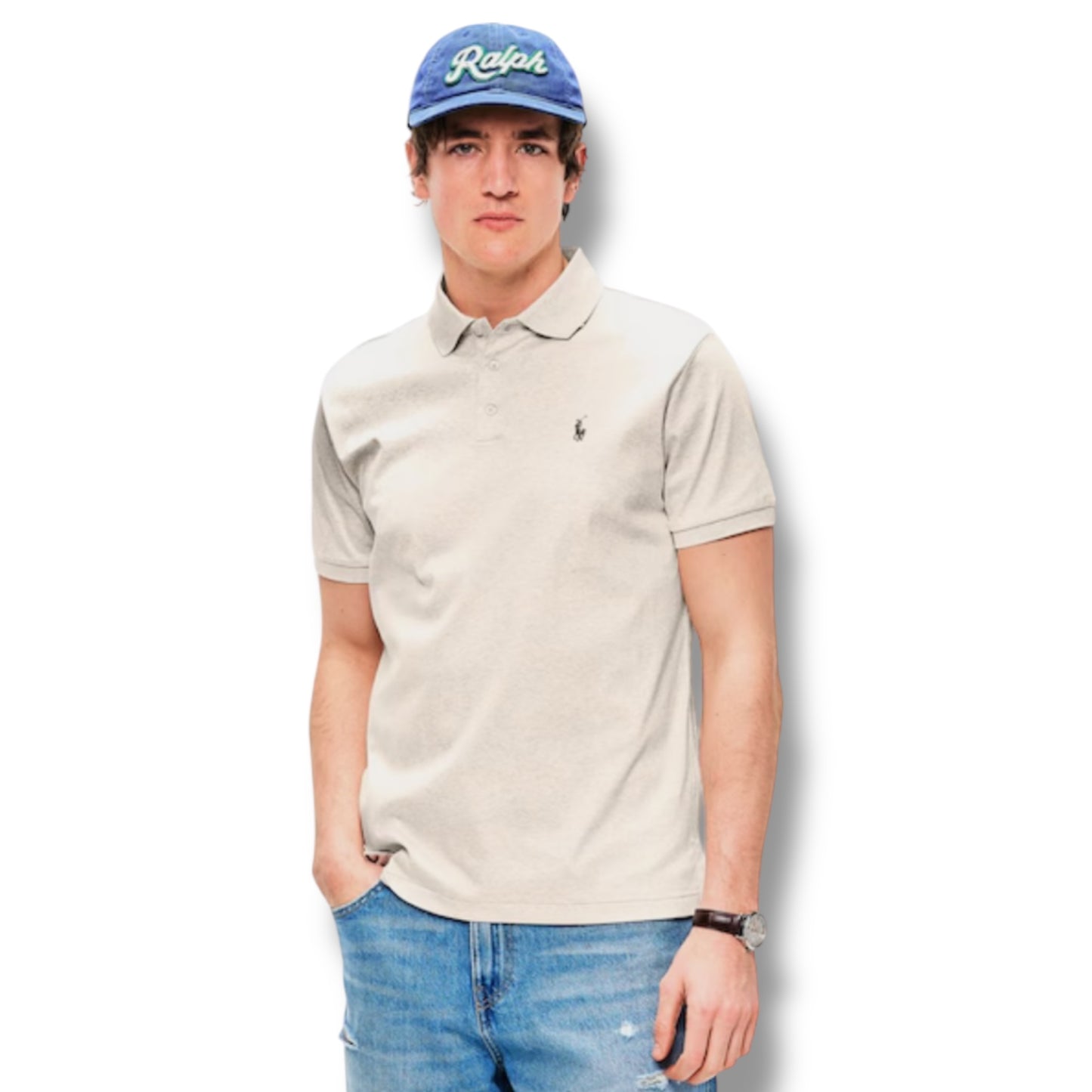 RALPH LAUREN SLIM FIT POLO SHIRT BEIGE