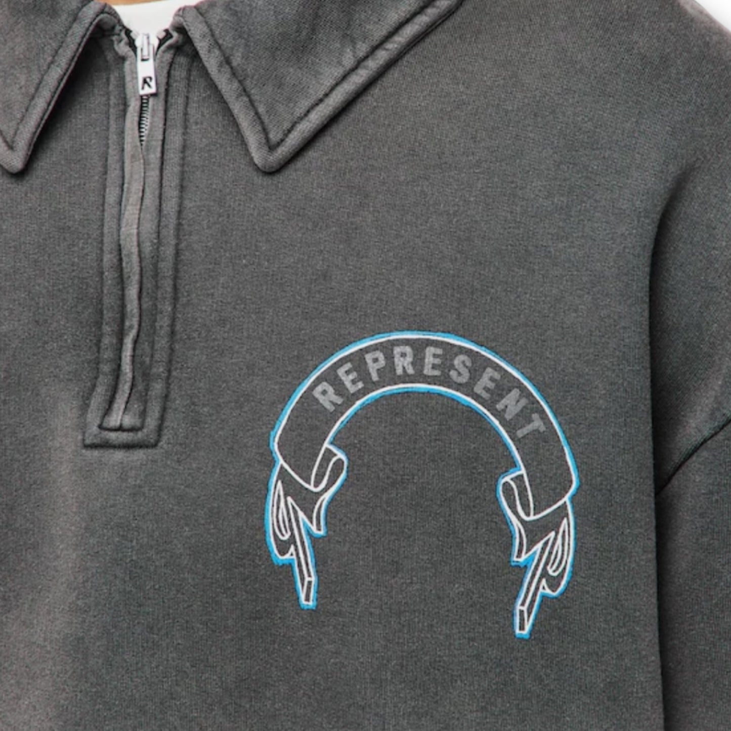 REPRESENT LEGACY 1/4 ZIP SWEATSHIRT WASHED GREY