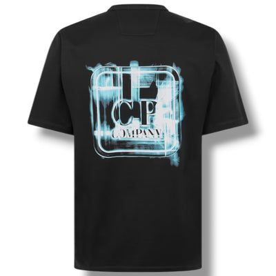 CP COMPANY METROPOLIS BACK STENCIL LOGO T-SHIRT BLACK