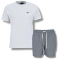 BARBOUR SMALL LOGO T-SHIRT & SHELL SWIM SHORTS WHITE & NAVY BLUE