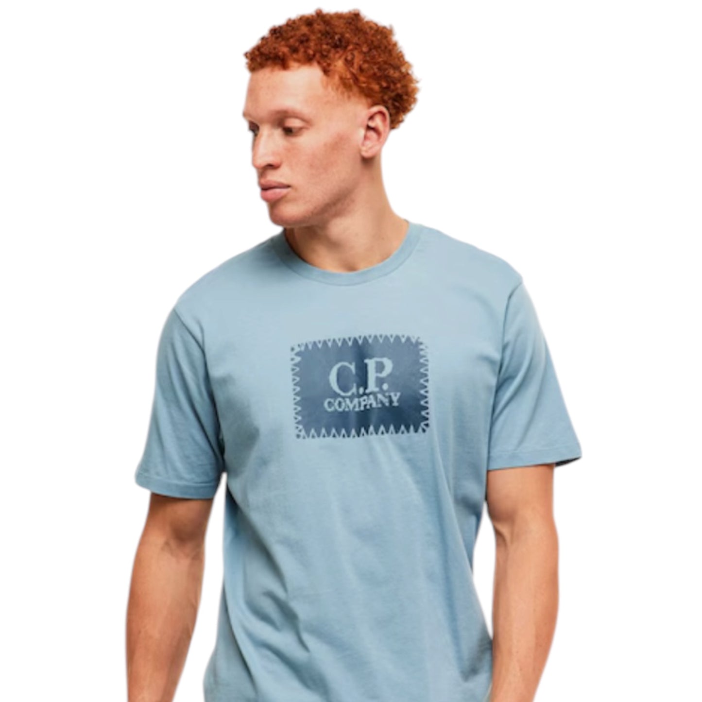 CP COMPANY STAMP LOGO T-SHIRT SILVER BLUE