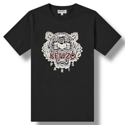 KENZO ICON TIGER T-SHIRT BLACK / GREY / BEIGE FELT