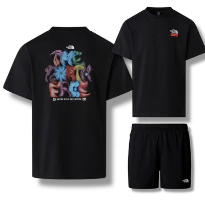 THE NORTH FACE TNF GRAPHIC T-SHIRT & SHORTS SET BLACK