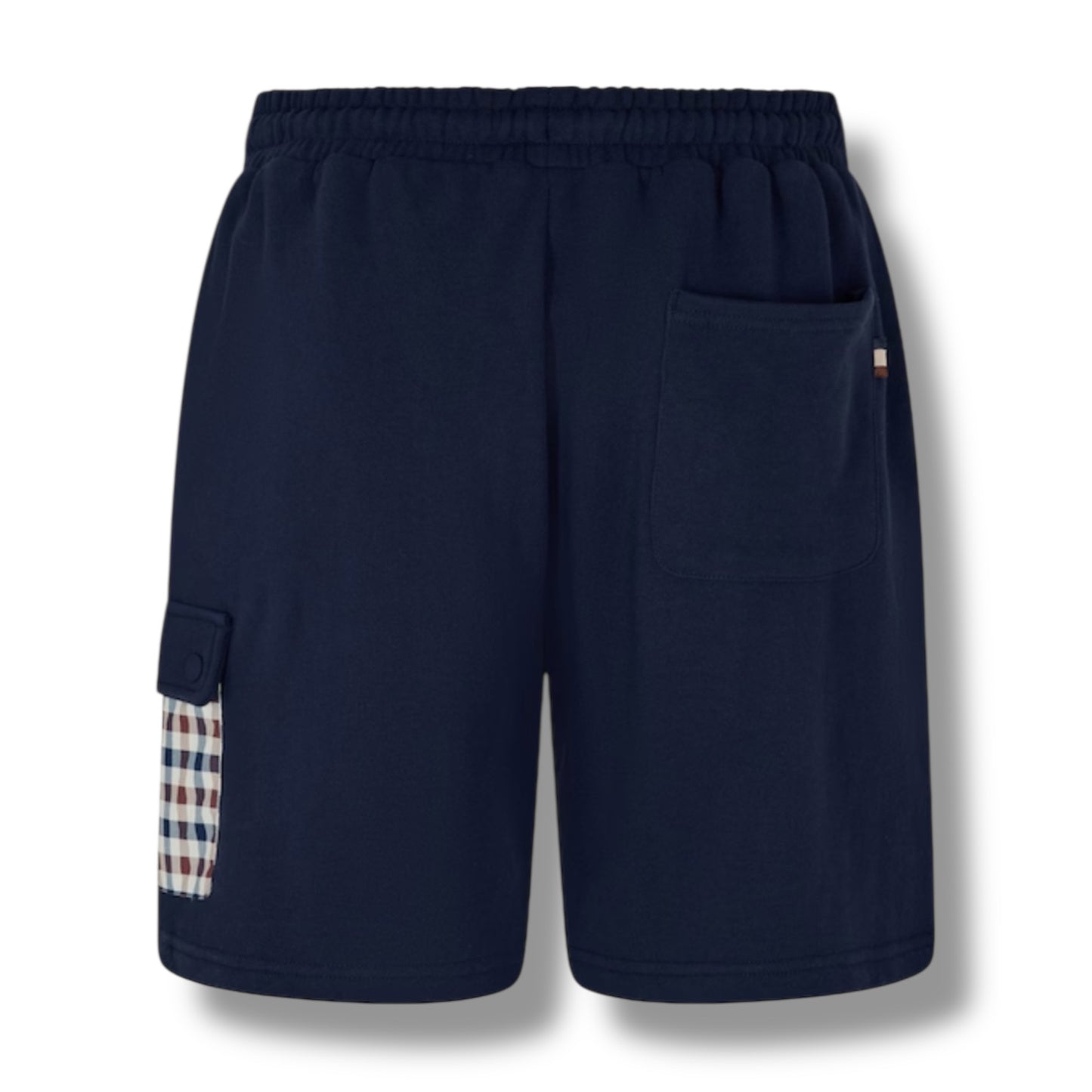 AQUASCUTUM CHECK ALL OVER T-SHIRT & SIDE POCKET SWIM SHORTS SET BEIGE - NAVY