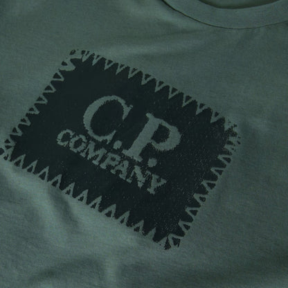 CP COMPANY STAMP LOGO T-SHIRT LAUREL GREEN