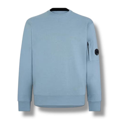 CP COMPANY LENS ARM CREWNECK SWEATSHIRT SILVER BLUE